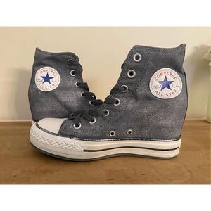 Converse size 7 Chuck Taylor All Star Lux Hidden Wedge high top grey sparkle
